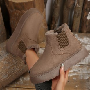 Damen Gefütterte Chelsea‑Stiefeletten aus Wildlederoptik mit elastischer Seitenblende und profilierter Gummisohle Echoarchiv