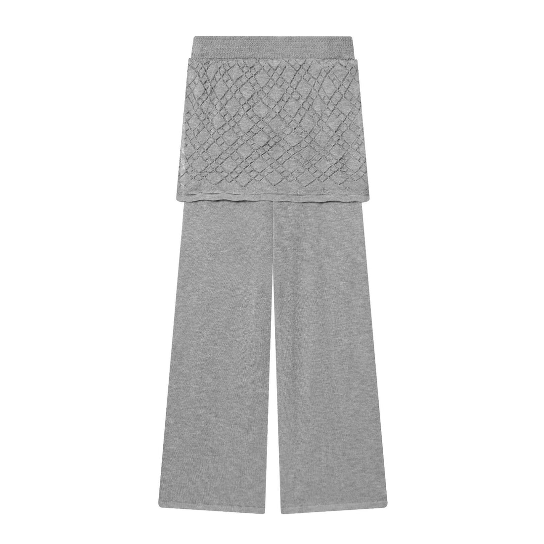 Damen Strick-Lounge-Set mit weitem Rundhals-Pullover und Highwaist-Schlaghose mit Spitzen-Detail Echo Archiv
