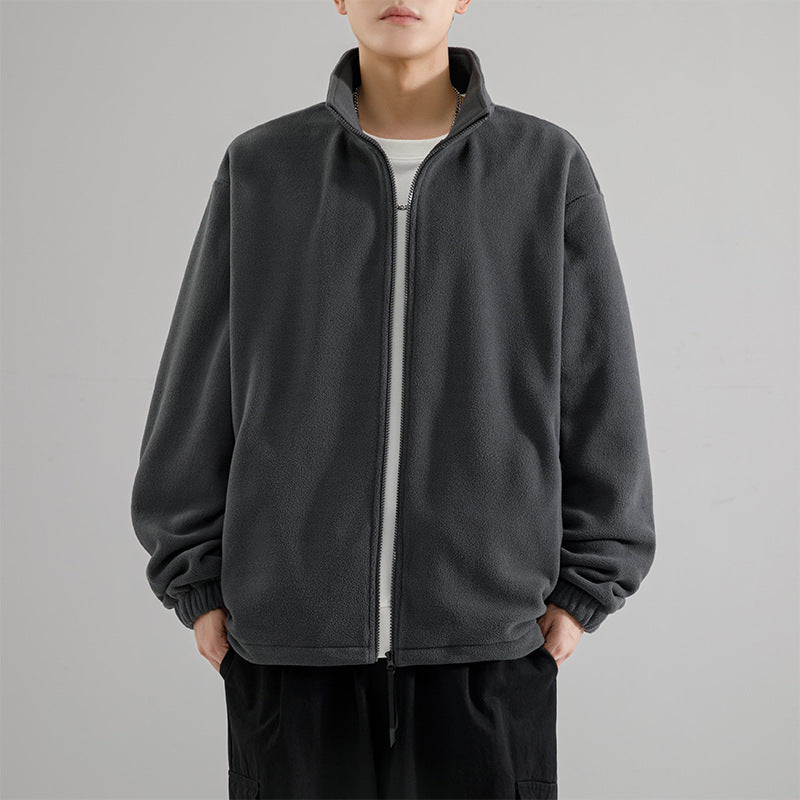 Herren Fleecejacke mit Stehkragen, durchgehendem Reißverschluss und elastischen Bündchen Echo Archiv