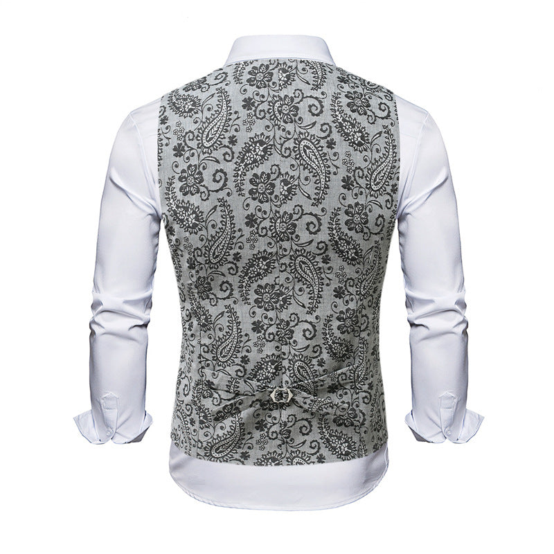 Herren Taillierte Anzugweste mit Paisley‑Jacquard und V‑Ausschnitt Echo Archiv