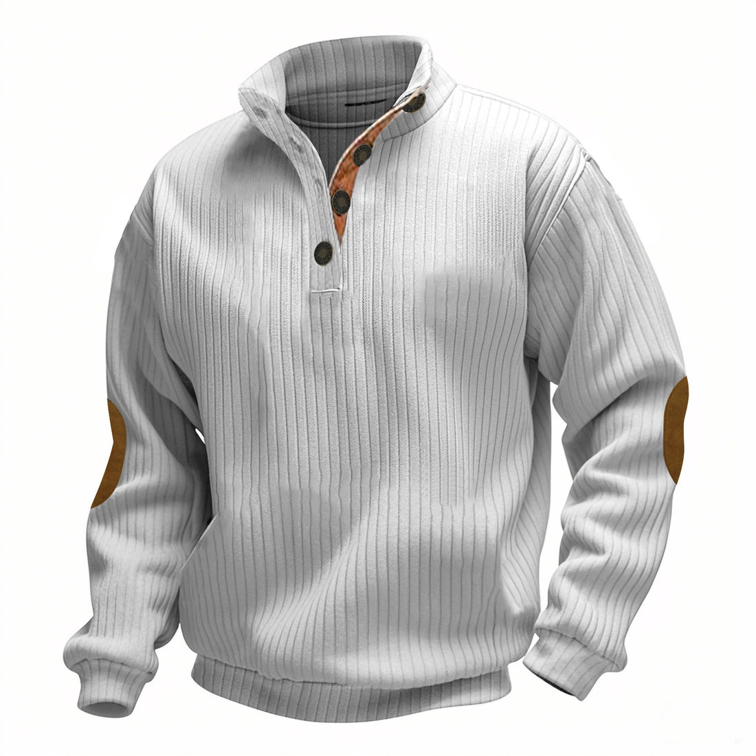 Herren Strickpullover mit modernem Stehkragen und kontrastierenden Lederdetails – Norvane