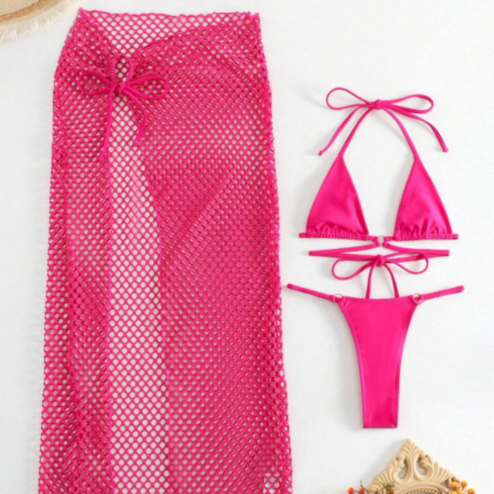 Damen Bikini-Set mit transparentem Netzrock und Triangel-Oberteil Echo Archiv