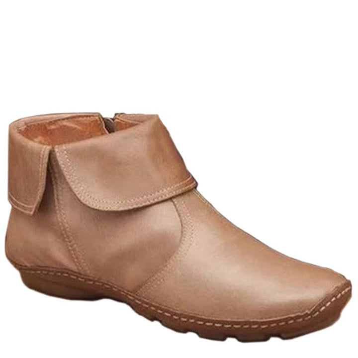 Damen nan gefütterte Knöchelstiefelette mit Umschlagklappe und seitlichem Reißverschluss Echo Archiv