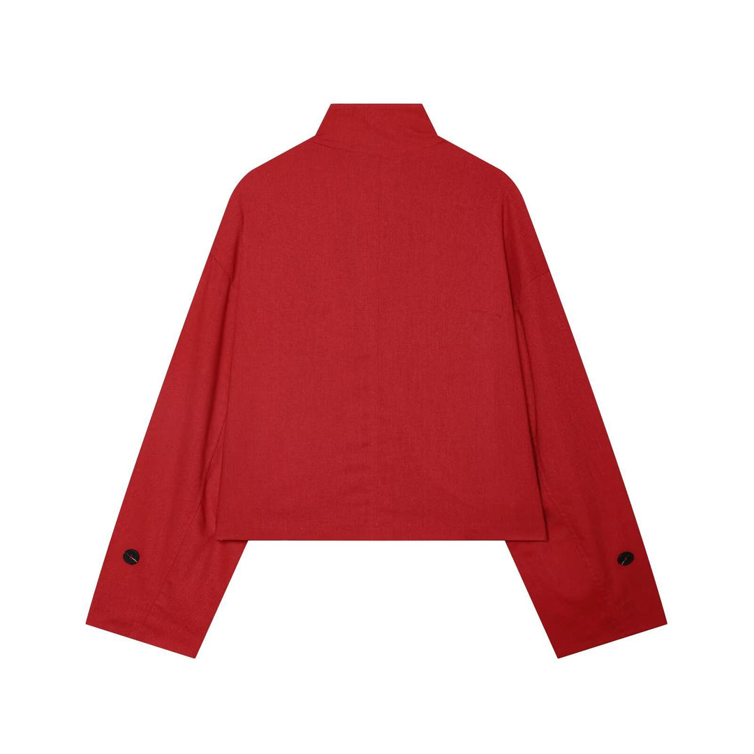 Damen Cropped Übergangsjacke im Field‑Stil mit Stehkragen und Schulterriegeln Echo Archiv