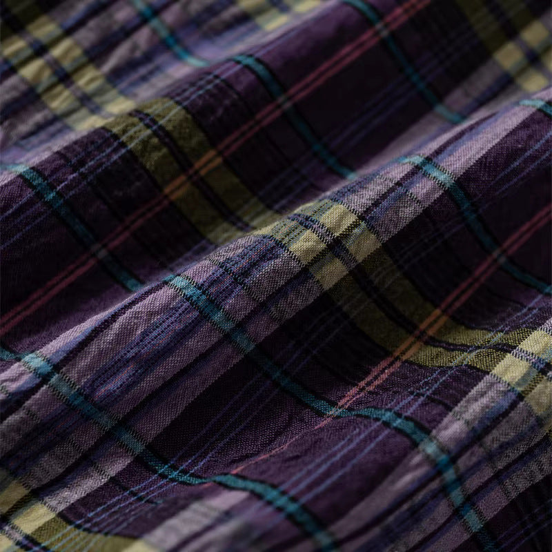 Damen Oversize-Karobluse aus leichter Baumwollmischung mit diagonalem Brusttaschen-Detail Echoarchiv