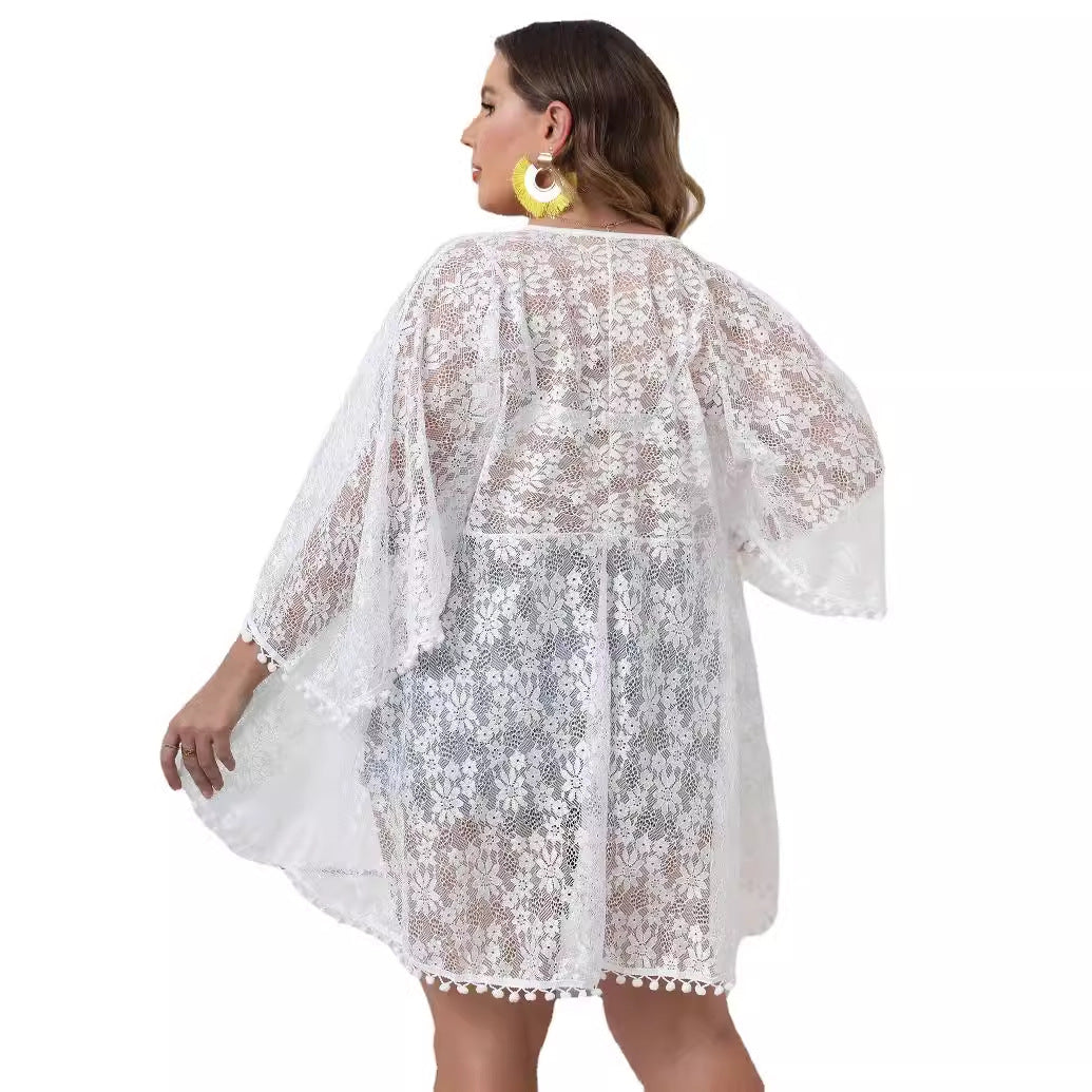 Damen Eleganter Spitzen-Strandüberwurf Echo Archiv