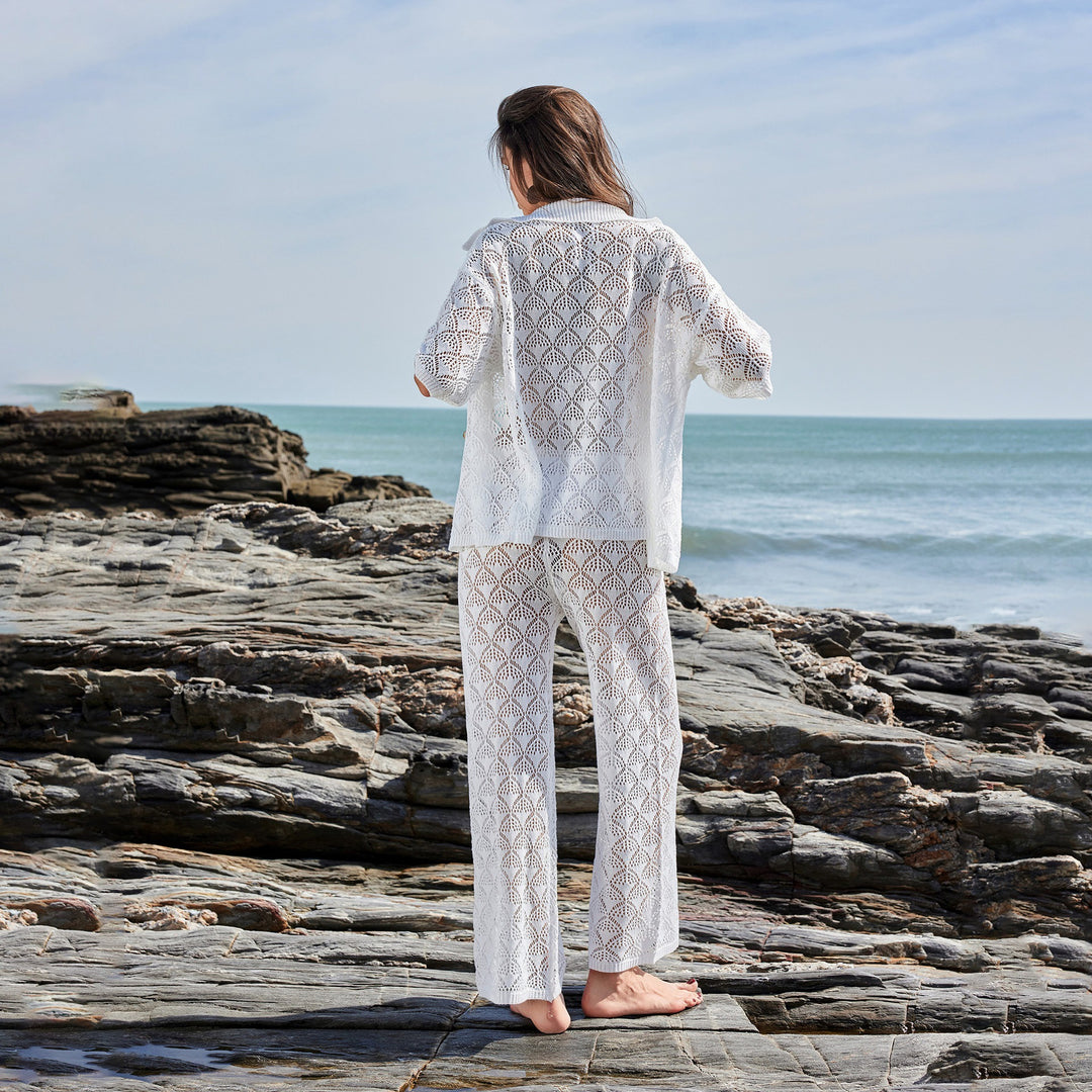 Damen luftige Häkel-Kimono Jacke Echo Archiv