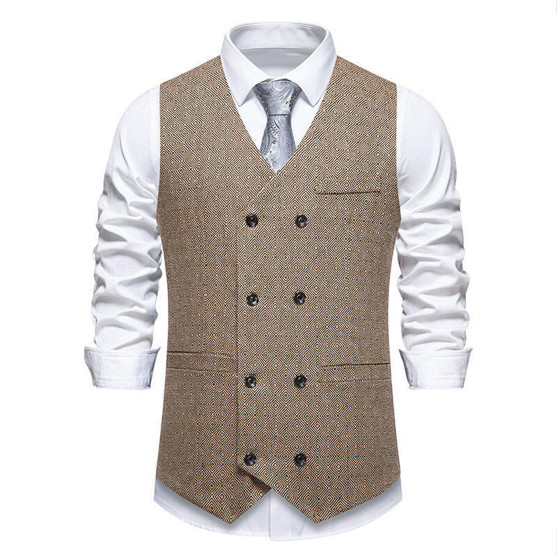 Herren elegante Doppelreiher-Weste mit dekorativem Muster Echoarchiv