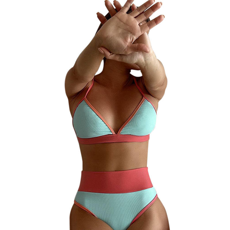 Damen High-Waist Bikini Set mit modischen Rippdetails Echo Archiv