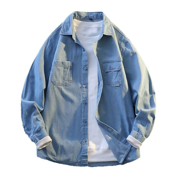 Herren lässiges Denim Hemdjacke mit praktischen Brusttaschen Echoarchiv