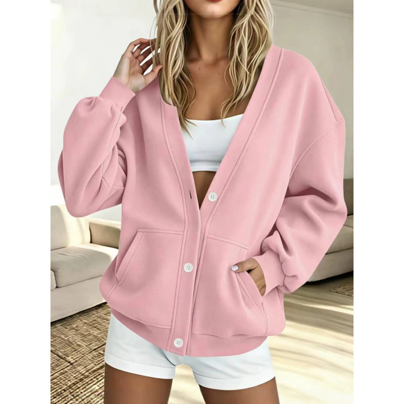 Damen Oversize-Cardigan mit Knopfleiste, Einschubtaschen und Ballonärmeln Echoarchiv