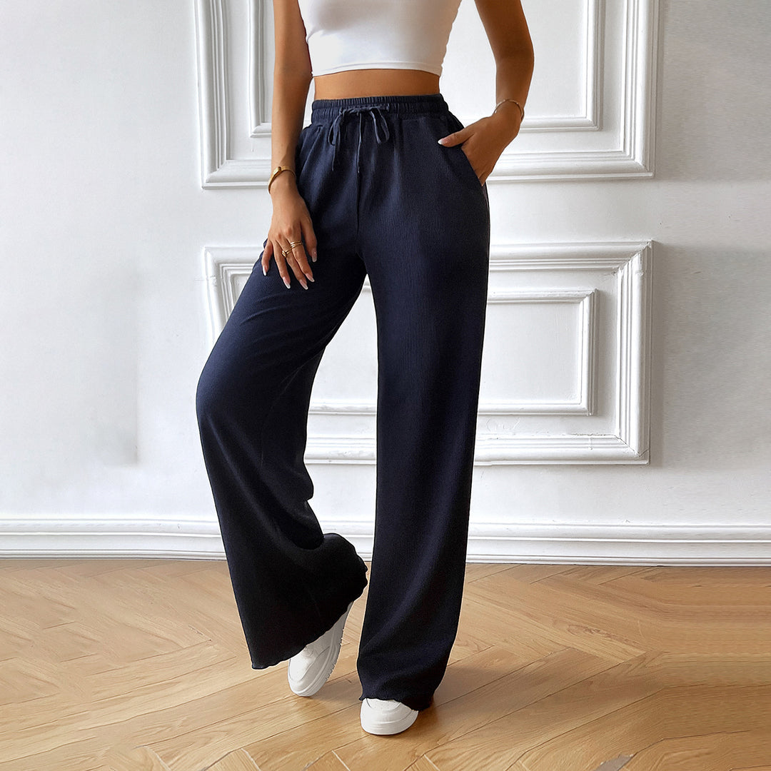 Damen weite Loungehose mit elastischem Bund, Kordelzug und seitlichen Eingrifftaschen – Avélisse