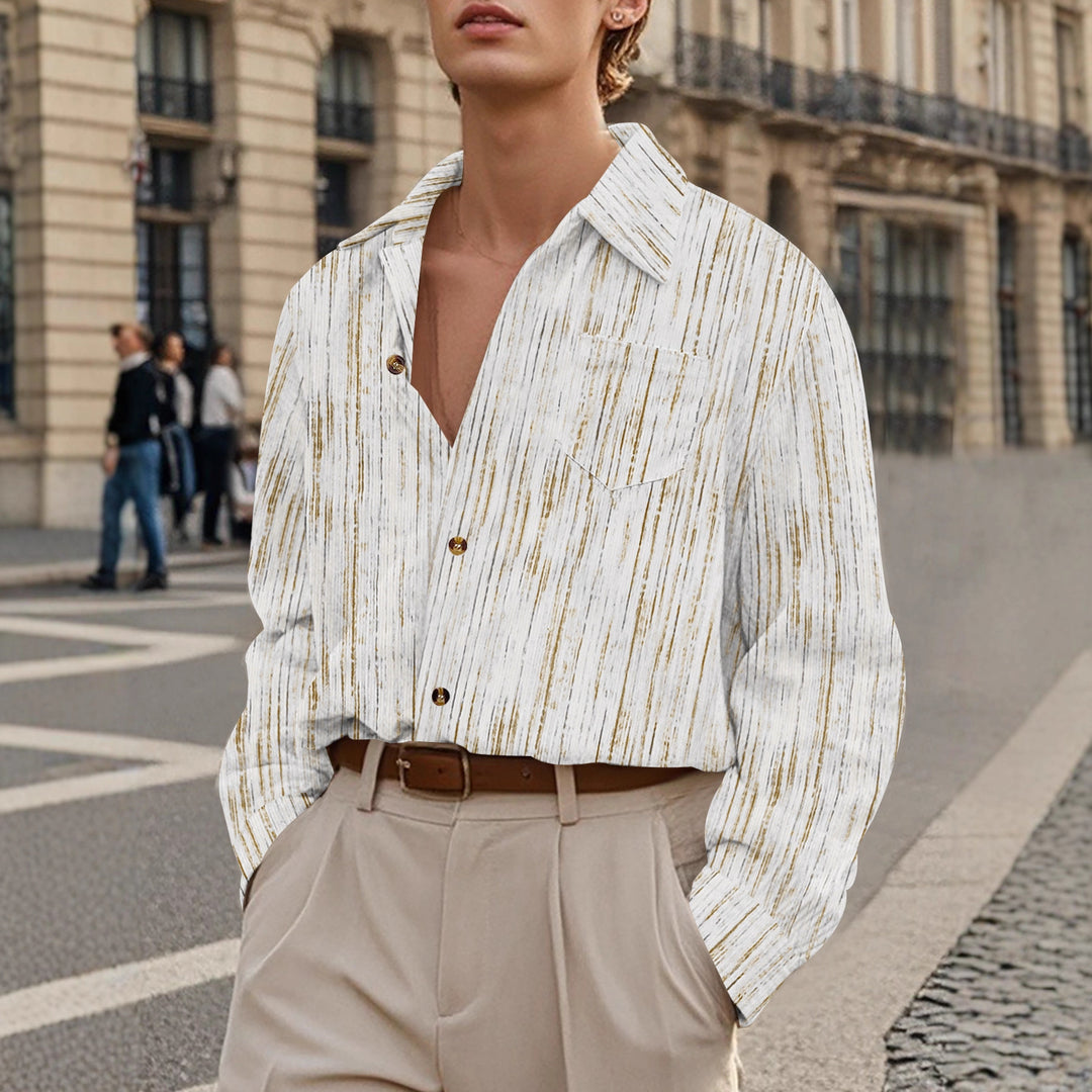 Herren Langarmhemd mit strukturiertem Design Echoarchiv