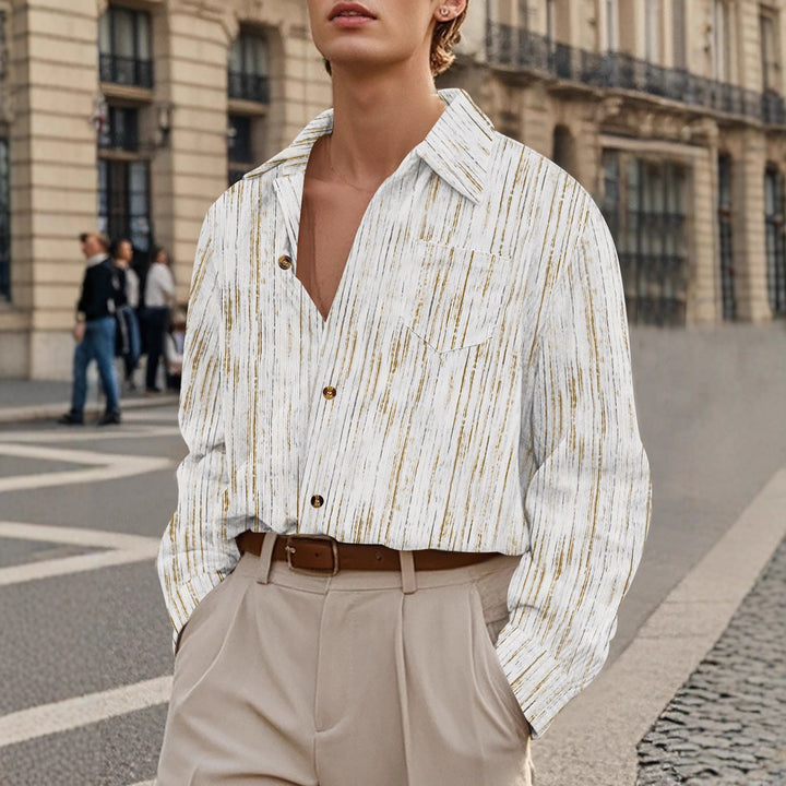 Herren Langarmhemd mit strukturiertem Design Echoarchiv