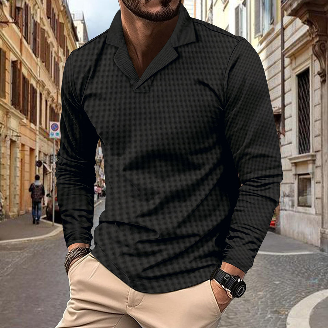 Herren lässiges Langarmshirt mit strukturiertem Design und modernem Stehkragen Echoarchiv