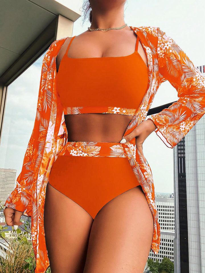 Damen Raffiniertes Bikini-Set mit transparentem Wickeltuch Echo Archiv