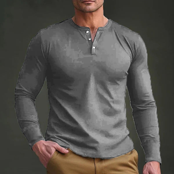 Herren langärmliges Henley T-Shirt Echoarchiv