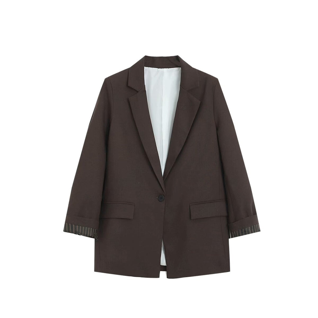 Damen Longline Ein-Knopf-Blazer mit Umschlagärmeln und Pattentaschen Echo Archiv
