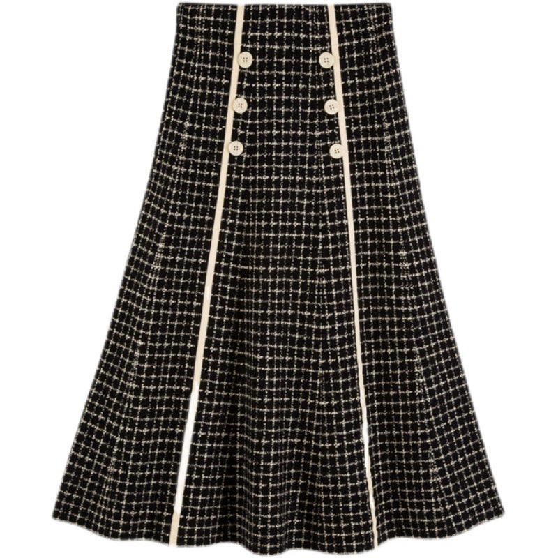 Damen Langer A-Linien Rock mit Knopfdetails Echo Archiv