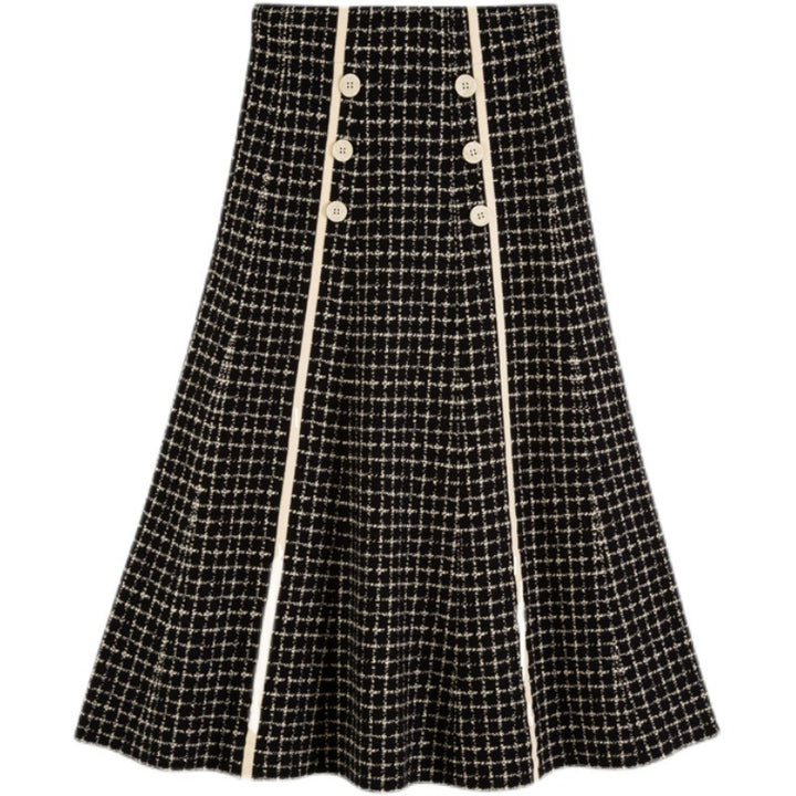Damen Langer A-Linien Rock mit Knopfdetails Echo Archiv