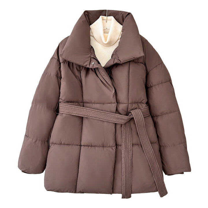 Damen Kurz‑Pufferjacke mit Taillengürtel, breitem Stehkragen und Kassettensteppung Echo Archiv