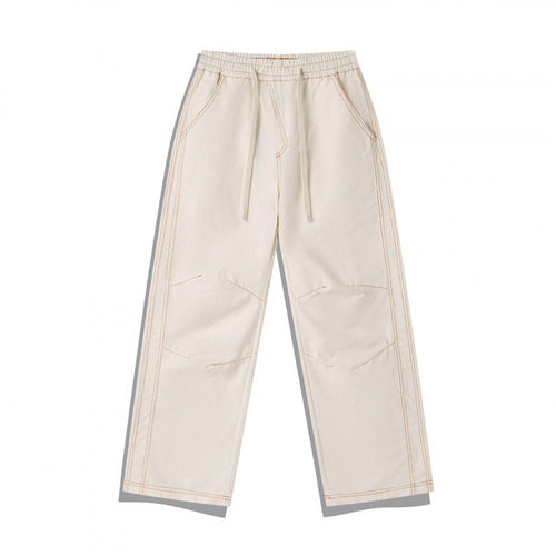 Unisex Weite Denim-Hose mit elastischem Bund, Kordelzug und gesteppter Kniepasse Echo Archiv