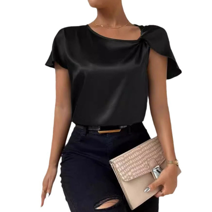 Echoarchiv | Satin Twist Einfarbiger Lockerer Vielseitiger Top
