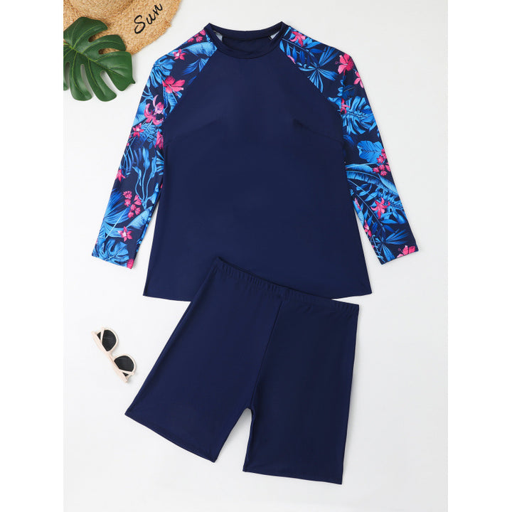 Damen UV-Schutz Schwimmanzug mit langen Ärmeln und Shorts Echo Archiv