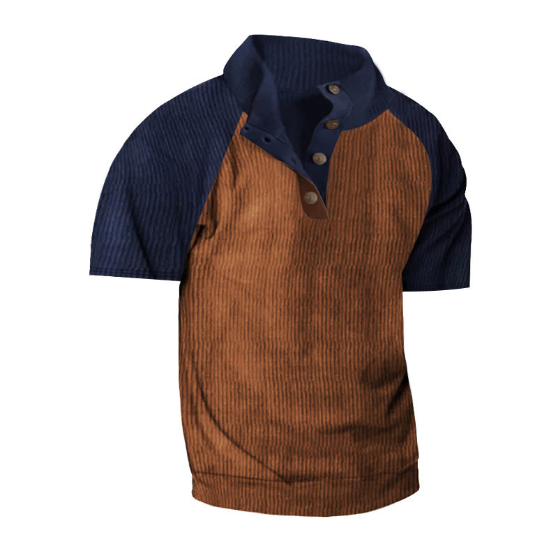 Herren Kurzarm-Henley-Shirt mit modernem Strukturdesign Echoarchiv