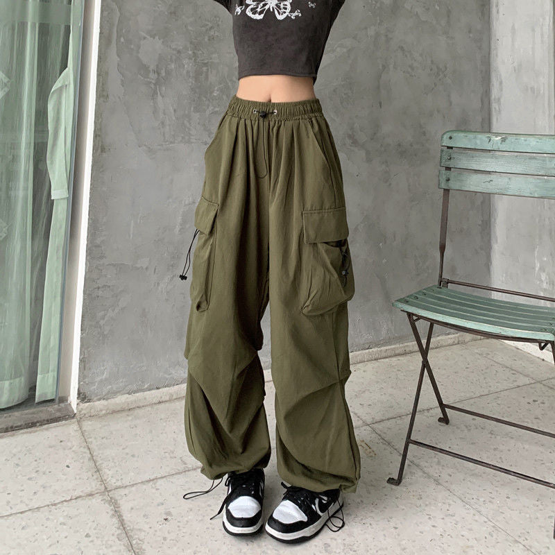 Damen nan weite Cargo-Hose mit Tunnelzugbund, verstellbarem Saum und Mehrfachtaschen Echo Archiv