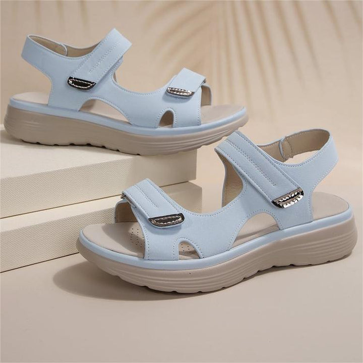 Damen Komfort-Sandalen mit dicker Liftsohle und verstellbaren Klettriemen – Sorelia