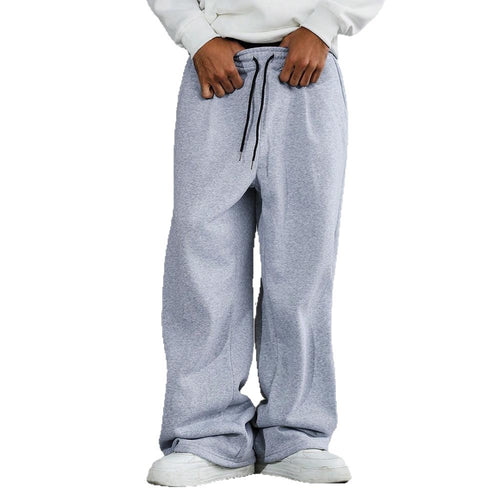 Herren weite Relax-Fleecehose mit tiefem Schritt, elastischem Kordelbund und lässigen Seitentaschen – Tavélo
