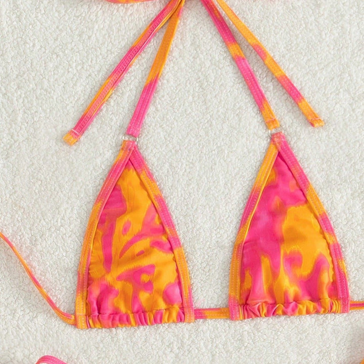 Damen Triangel-Bikini mit verstellbaren Bindebändern und auffälligem Farbmuster Echo Archiv