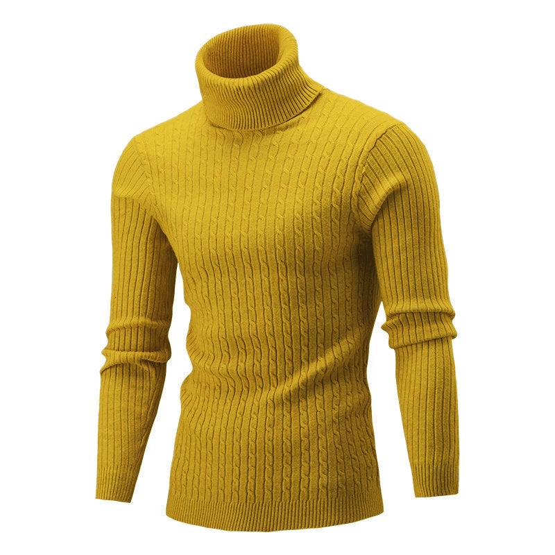Herren Eleganter Strickpullover mit Stehkragen und feinem Zopfmuster Echoarchiv