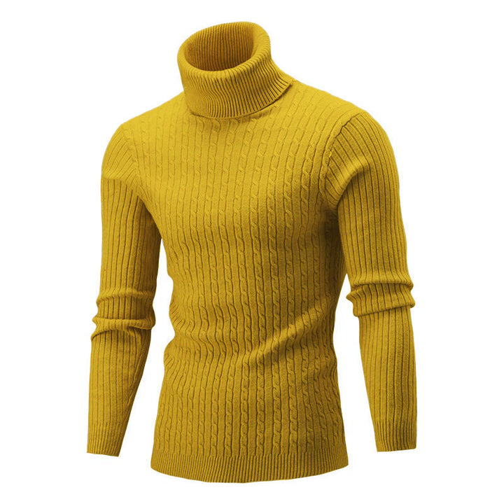 Herren Eleganter Strickpullover mit Stehkragen und feinem Zopfmuster Echoarchiv
