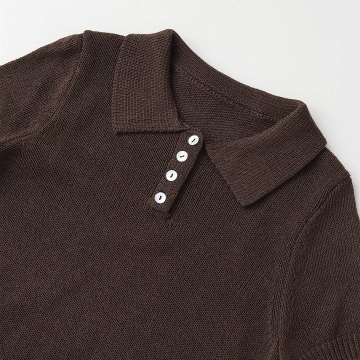 Damen Polohemd mit elegantem Kragen und hochwertigen Knopfdetails Echo Archiv