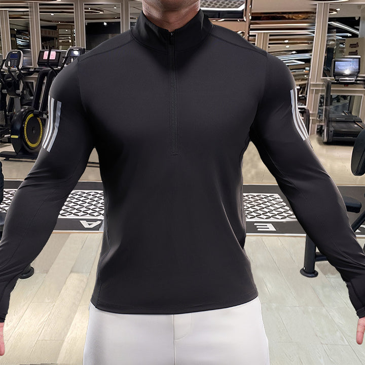 Herren Atmungsaktives Fitness-Oberteil mit kurzem Reißverschluss Echoarchiv