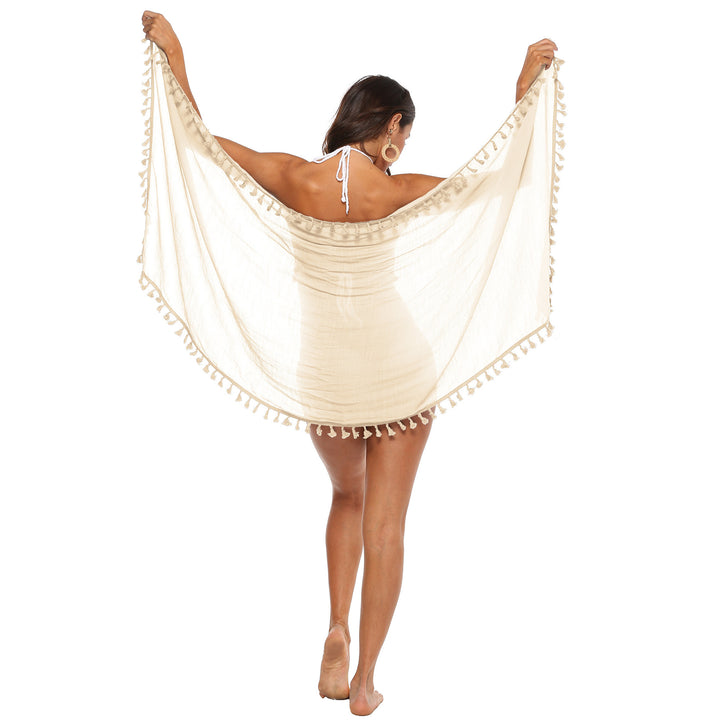 Damen luftiger Strand-Sarong mit verspielten Quasten Echo Archiv