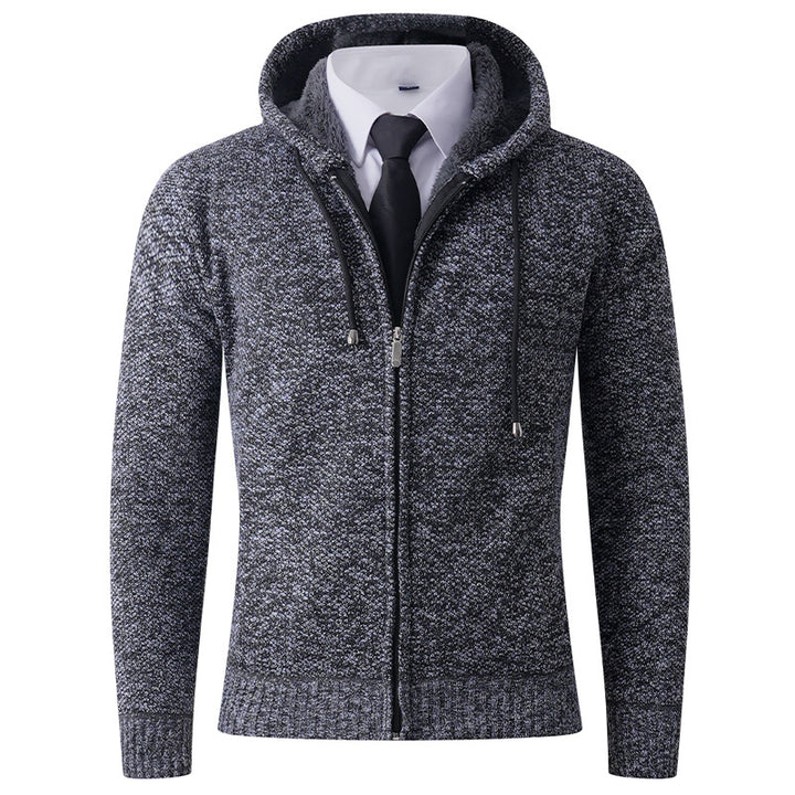 Herren Strickjacke mit Kapuze und strukturierter Verarbeitung Echoarchiv