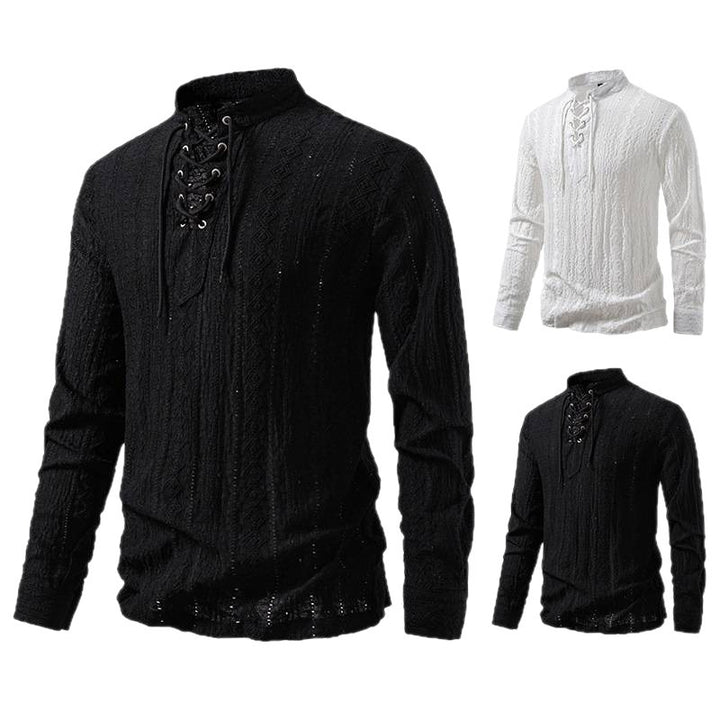 Herren Langärmliges Shirt mit kreativem Schnürdesign Echoarchiv