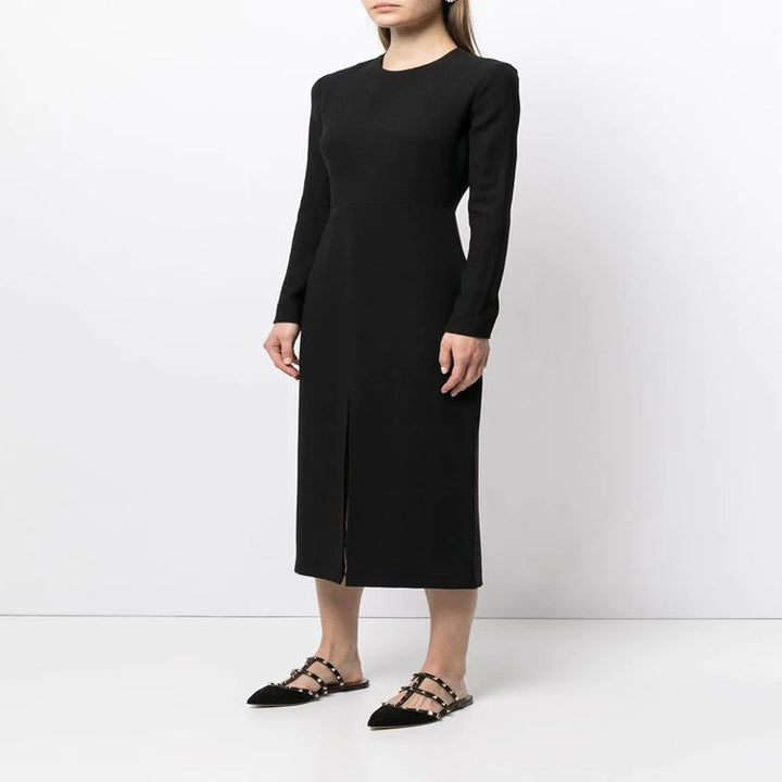 Damen Tailliertes Midikleid mit langem Arm, vorderlichem Schlitz und cleanem Tailoring Echoarchiv