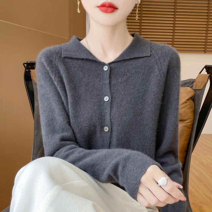 Damen Kuscheliger Reverskragen-Cardigan im Kaschmir-Look mit Mohair-Effekt Echoarchiv