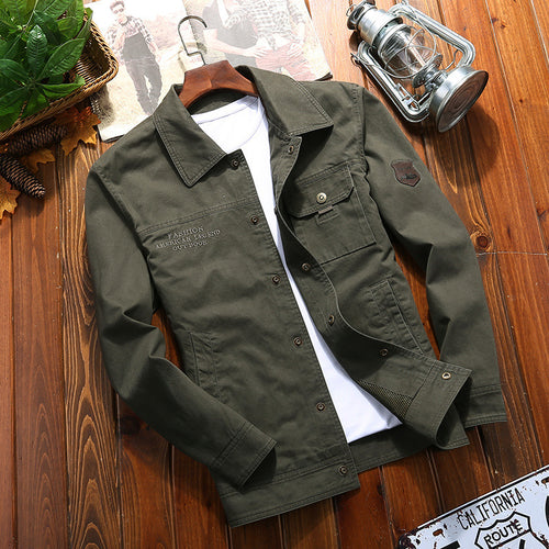Herren robuste Canvas-Feldjacke mit Brusttasche Stickdetail und Hemdkragen Echoarchiv
