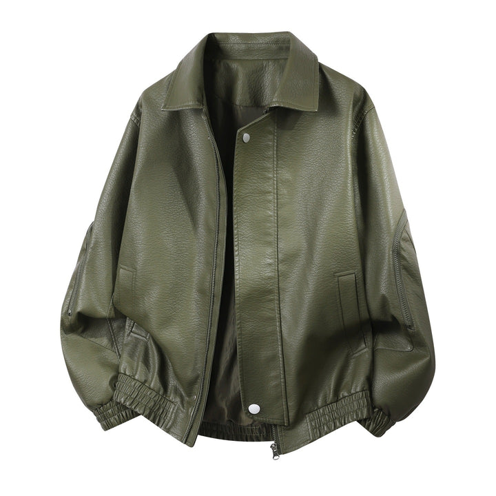 Herren Robuste Kunstleder‑Bomberjacke mit Cordkragen, Zwei‑Wege‑Reißverschluss & Reißverschluss‑Taschen Echoarchiv