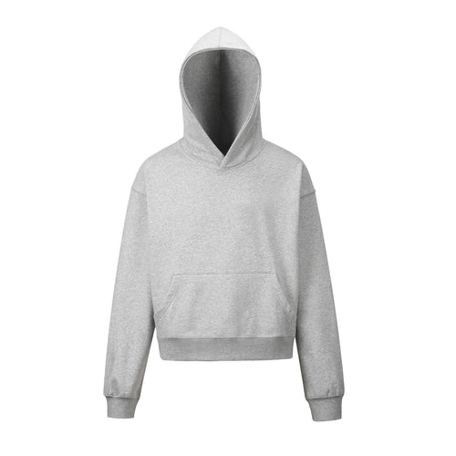 Damen nan kurzgeschnittener Boxy-Kapuzenpullover mit Kängurutasche und geripptem Komfortbund Echo Archiv