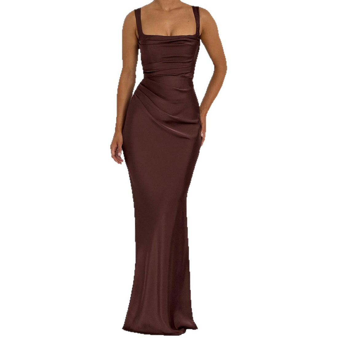 Damen Maxikleid mit elegantem Quadrat-Ausschnitt und figurformendem Design – Valéora