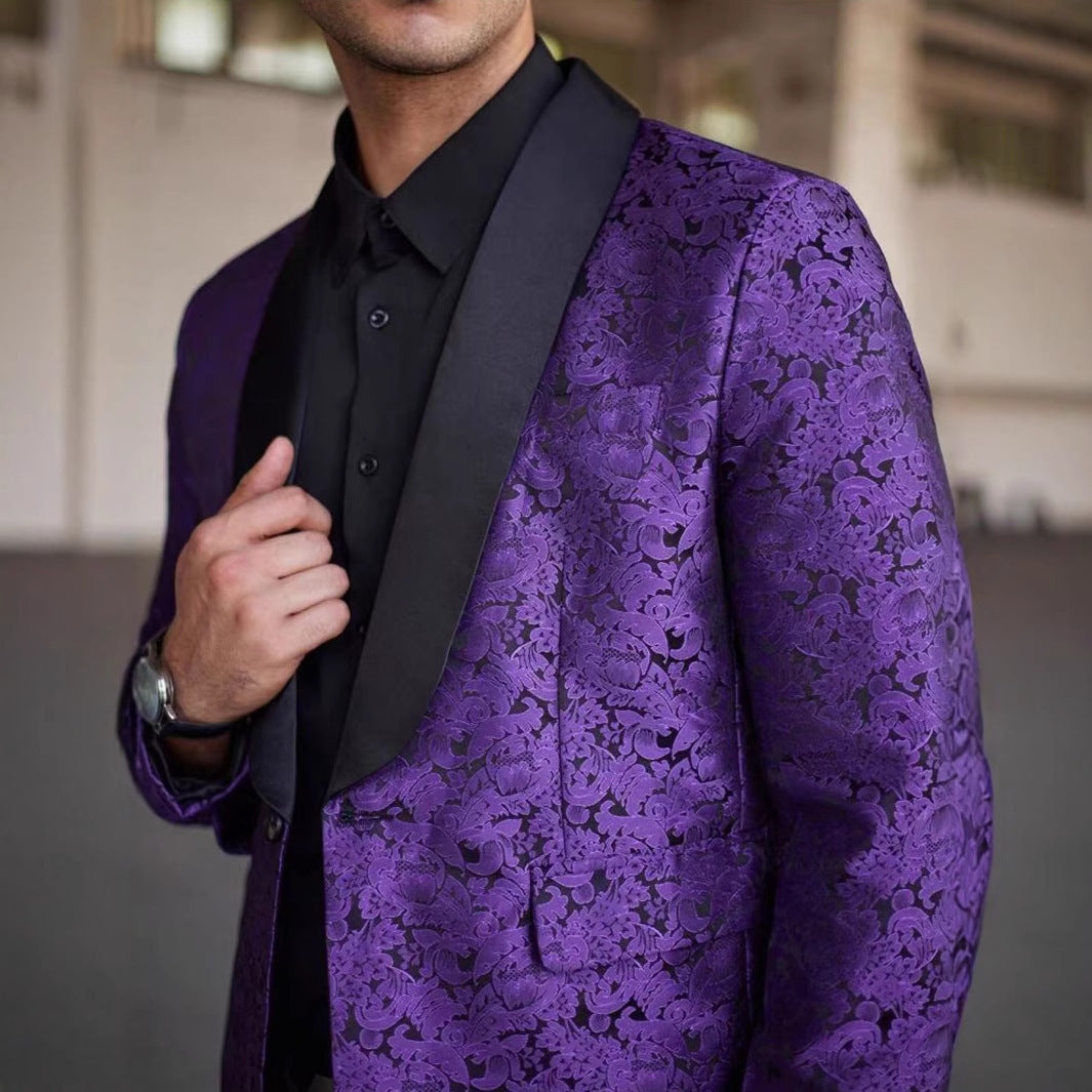 Herren eleganter Paillettenblazer mit floralem Design und schimmernder Oberfläche Echoarchiv