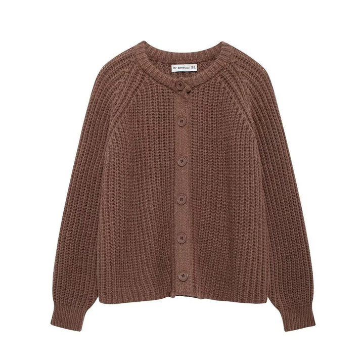 Damen nan grob gestrickte Raglan-Cardigan mit Ballonärmeln und durchgehender Knopfleiste Echo Archiv