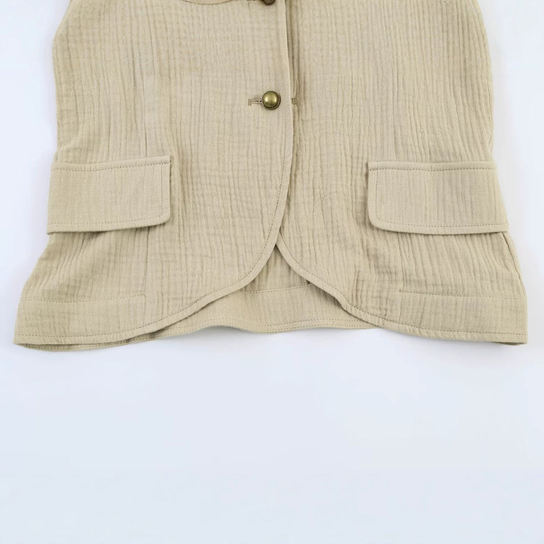 Damen Strukturierte Stehkragen-Jacke mit dekorativen Metallknöpfen Echo Archiv