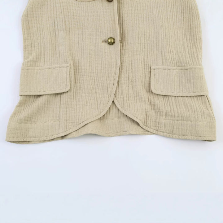 Damen Strukturierte Stehkragen-Jacke mit dekorativen Metallknöpfen Echo Archiv